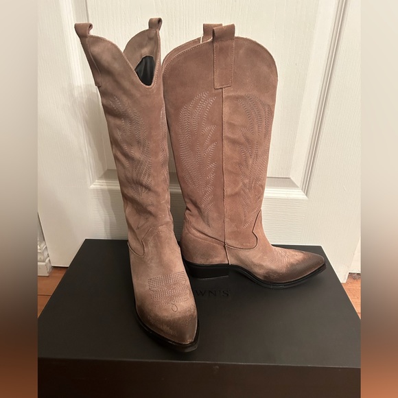 NEW Brown Leather Cowboy Boots - Picture 6 of 8